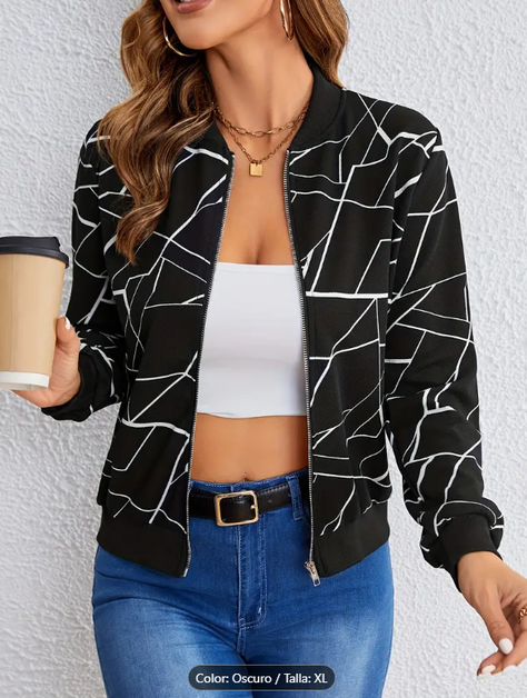 Chaqueta Casual - Estilo Gráfico Geométrico-5