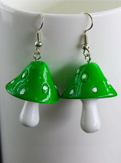 Pendientes con Diseño de Setas - Verde-1