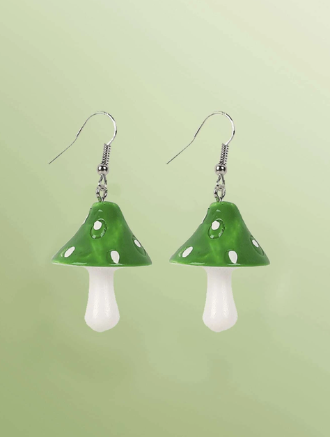 Pendientes con Diseño de Setas - Verde-2