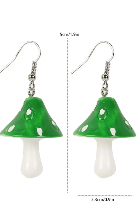 Pendientes con Diseño de Setas - Verde-3