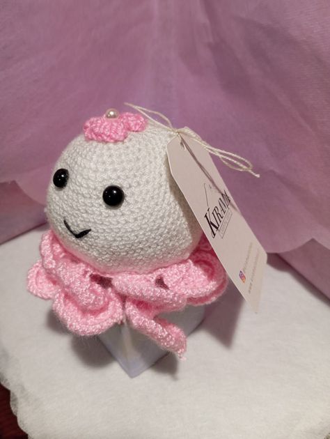 Amigurumi de Pulpito Blanco con Detalles Rosados-0