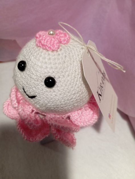 Amigurumi de Pulpito Blanco con Detalles Rosados-1