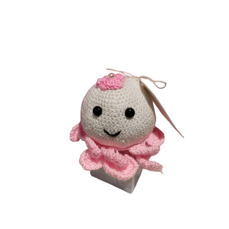 Amigurumi de Pulpito Blanco con Detalles Rosados-3