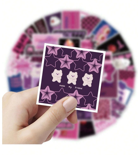 Set de Pegatinas Estilo Retro Rosado-1