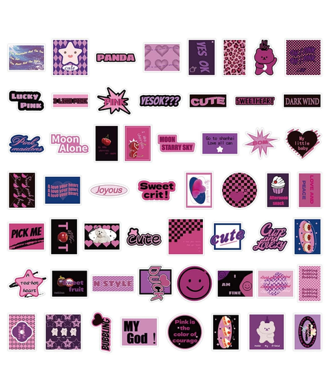 Set de Pegatinas Estilo Retro Rosado-7