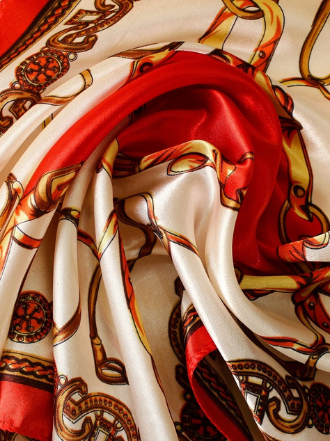 Pañuelo Multicolor de Poliéster - Tonos Rojos-3