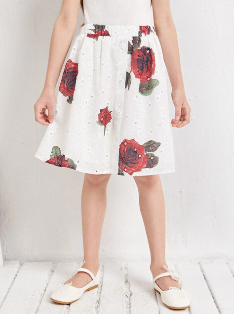 Falda Estilo Bohemia con Estampado Floral para Niñas-3