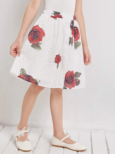 Falda Estilo Bohemia con Estampado Floral para Niñas-4