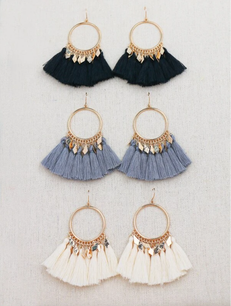 Pendientes con Detalles de Flecos Multicolor-3