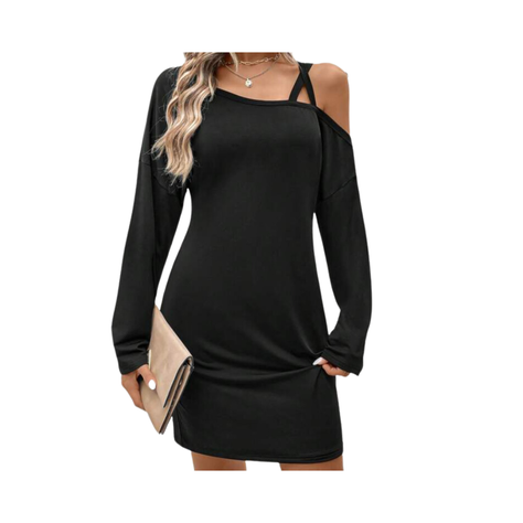 Vestido Asimétrico Casual Negro-0