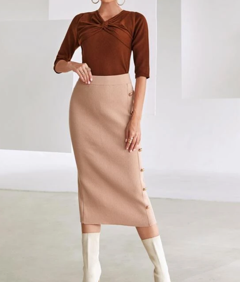 Blusa Marrón con Detalle de Anilla-4