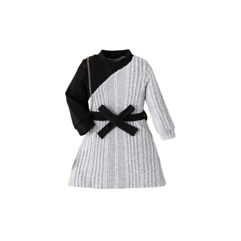 Vestido con Cinturón para Chicas - Gris-0