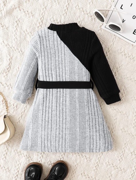 Vestido con Cinturón para Chicas - Gris-2