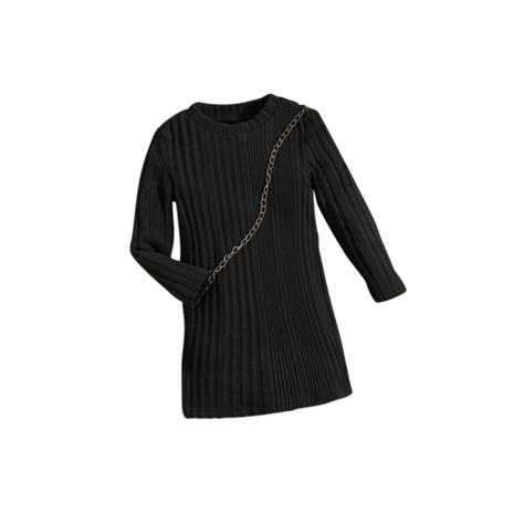 Vestido Negro de Tejido Elástico-0