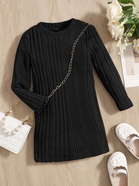 Vestido Negro de Tejido Elástico-1