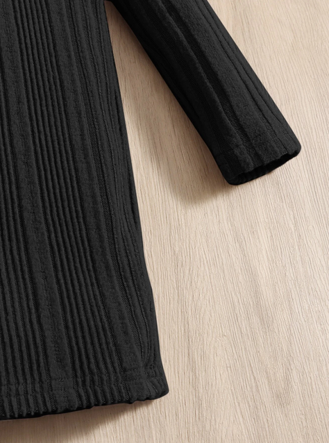 Vestido Negro de Tejido Elástico-3