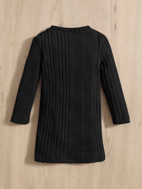 Vestido Negro de Tejido Elástico-4