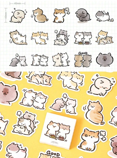 Set de Pegatinas de Gatos Divertidos-1