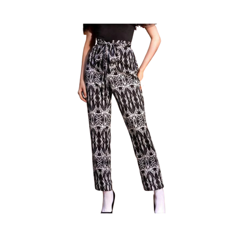 Pantalón Estampado de Cintura Alta con Lazo-0
