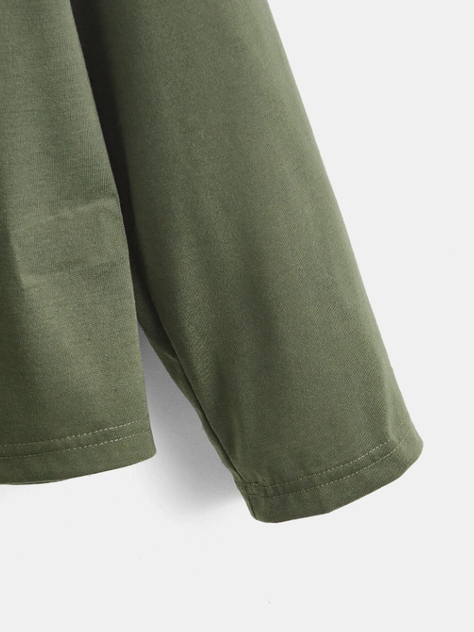 Camiseta con Estampado Geométrico y A Cuadros - Verde Militar-3