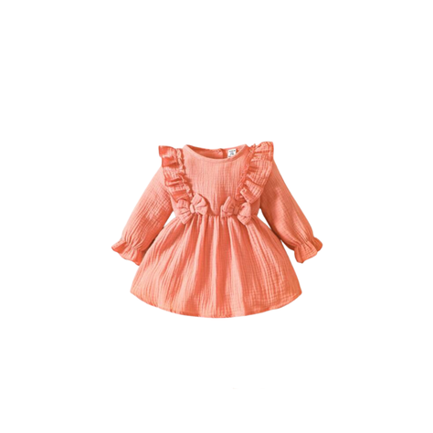 Vestido A-Line Naranja para Niñas con Volantes-0