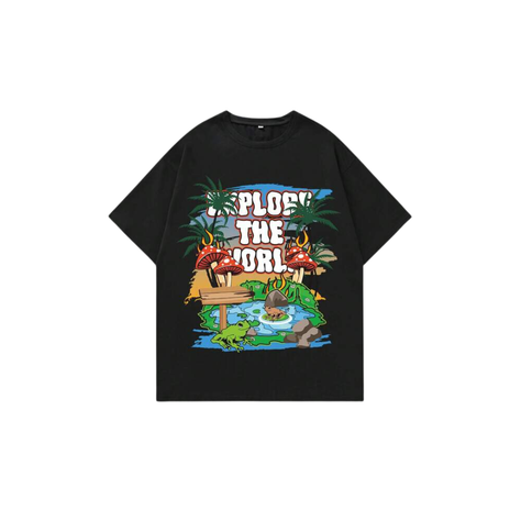 Camiseta Casual con Estampado Divertido - "Explore the World"-0