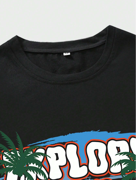 Camiseta Casual con Estampado Divertido - "Explore the World"-4