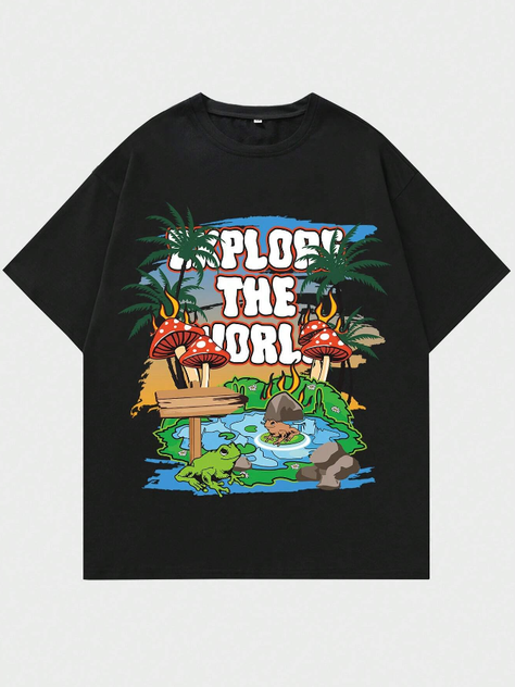 Camiseta Casual con Estampado Divertido - "Explore the World"-5