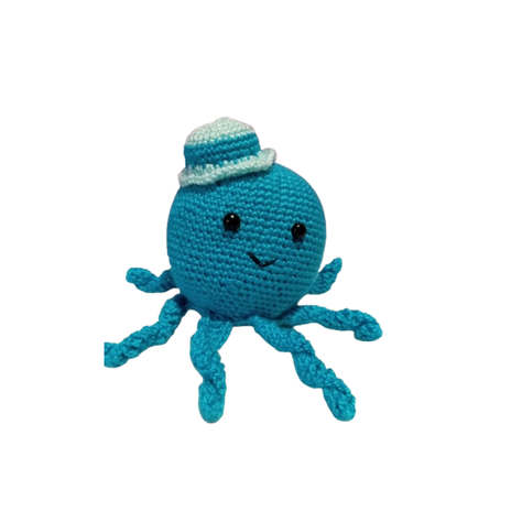 Amigurumi Pulpo Azul con Sombrero -3