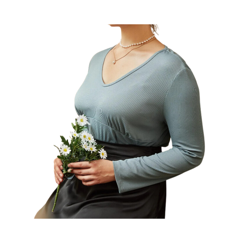 Blusa de Cuello en V tallas grandes-4