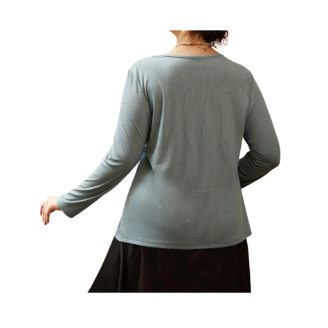 Blusa de Cuello en V tallas grandes-3