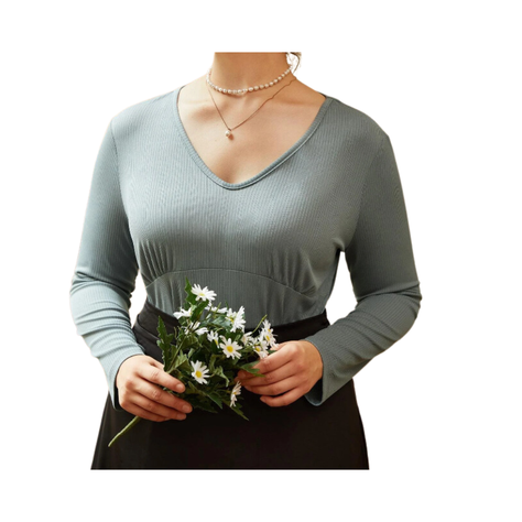 Blusa de Cuello en V tallas grandes-0