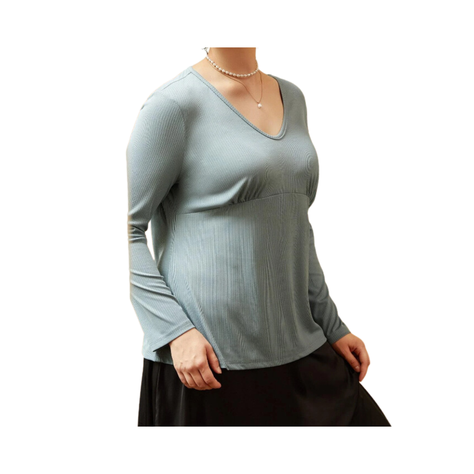 Blusa de Cuello en V tallas grandes-2