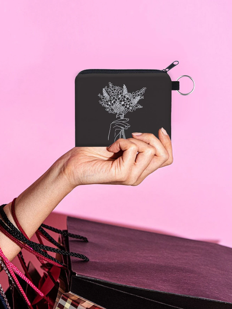 Monedero Estampado Floral - Blanco y Negro-5