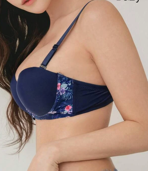 Sujetador Azul Marino con Estampado Floral-4