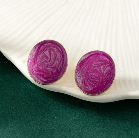 Pendientes Vintage con Esmalte de Imitación en Color Púrpura-1