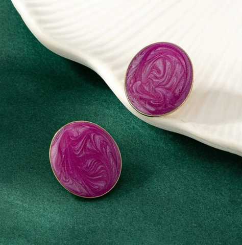 Pendientes Vintage con Esmalte de Imitación en Color Púrpura-2