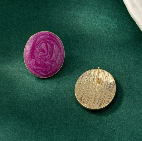 Pendientes Vintage con Esmalte de Imitación en Color Púrpura-3