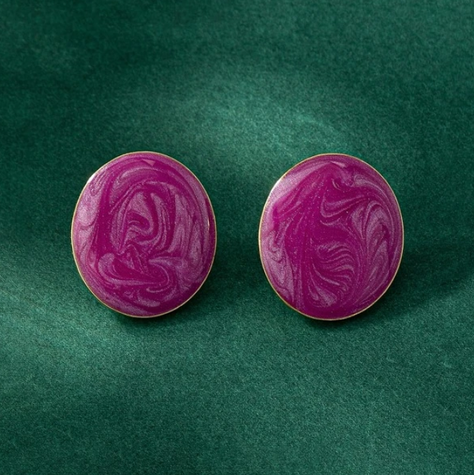 Pendientes Vintage con Esmalte de Imitación en Color Púrpura-4