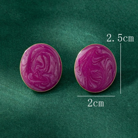 Pendientes Vintage con Esmalte de Imitación en Color Púrpura-5