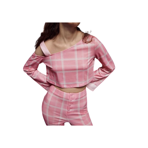 Camiseta Casual a Cuadros - Rosa y Blanco-0