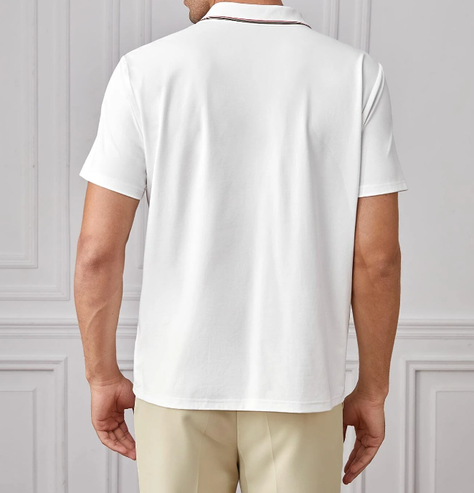 Polo Blanco Casual para Hombre-4