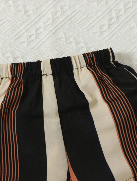 Conjunto de Dos Piezas para Chicas - Top de Tirantes y Shorts a Rayas-4