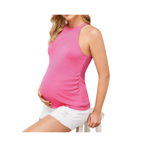 Top de Maternidad Rosa con Escote Halter-0