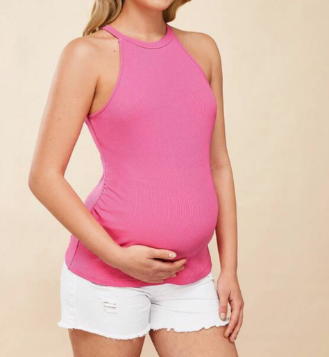 Top de Maternidad Rosa con Escote Halter-4