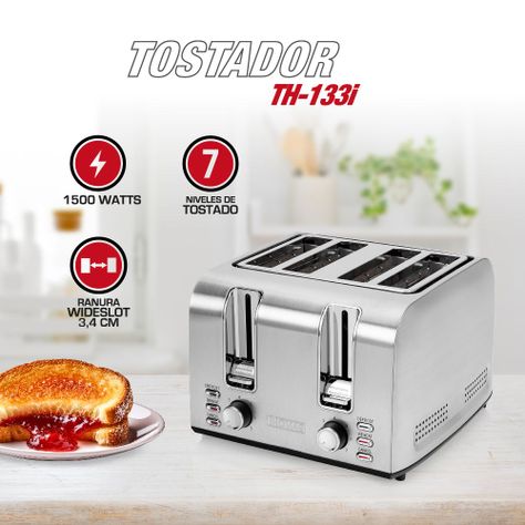 Tostador 4 rebanadas Acero Inx TH-133i-1