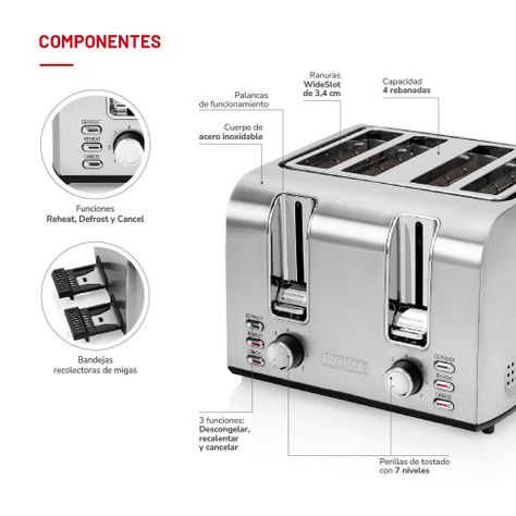 Tostador 4 rebanadas Acero Inx TH-133i-4