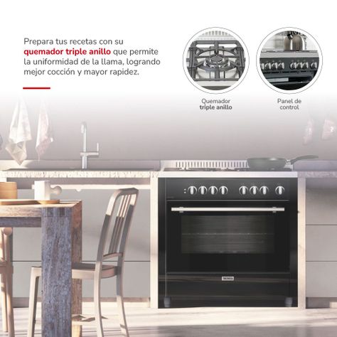 Cocina 5 quemadores horno de 104 Lts-2