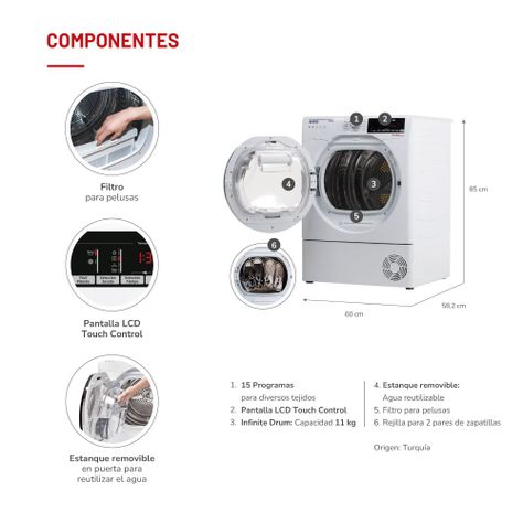 Secadora Eléctrica 11 Kg por Condensación con Bomba Calor-4
