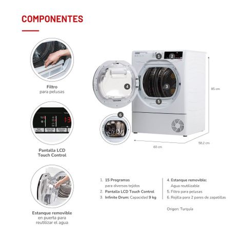 Secadora Eléctrica 9 Kg por Condensación con bomba Calor-4
